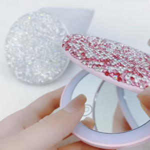 espejo de bolsillo crystal glow led – silver diamond