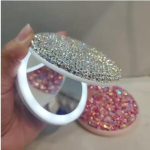 espejo de bolsillo crystal glow led – silver diamond