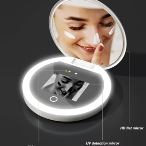 uv mirror sunscreen testing camera with light 2x magnification travel makeup 3.5in pocket size l