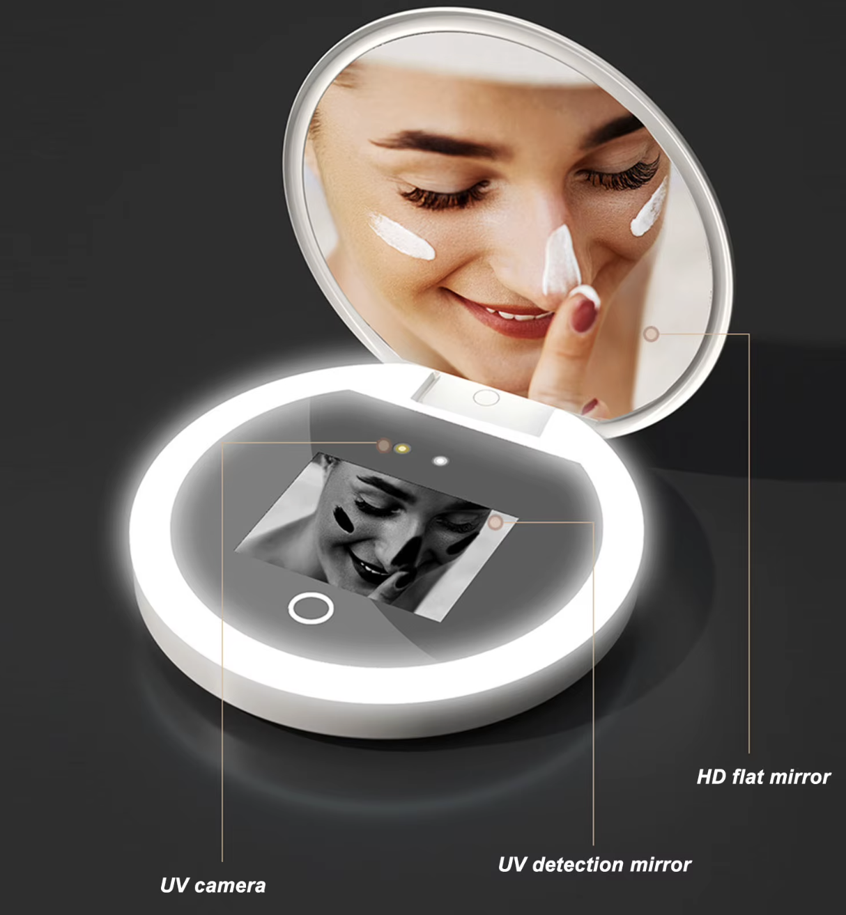 uv mirror sunscreen testing camera with light 2x magnification travel makeup 3.5in pocket size l uv mirror sunscreen testing camera with light 2x magnification travel makeup 3.5in pocket size l